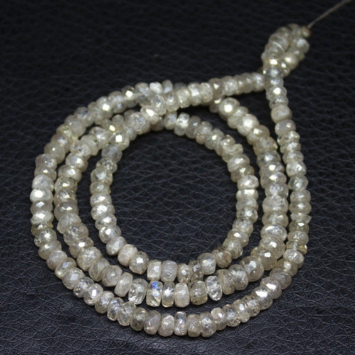 Natural White Zircon Faceted Rondelle Beads 4mm 5.5mm 16inches - Jalvi & Co.