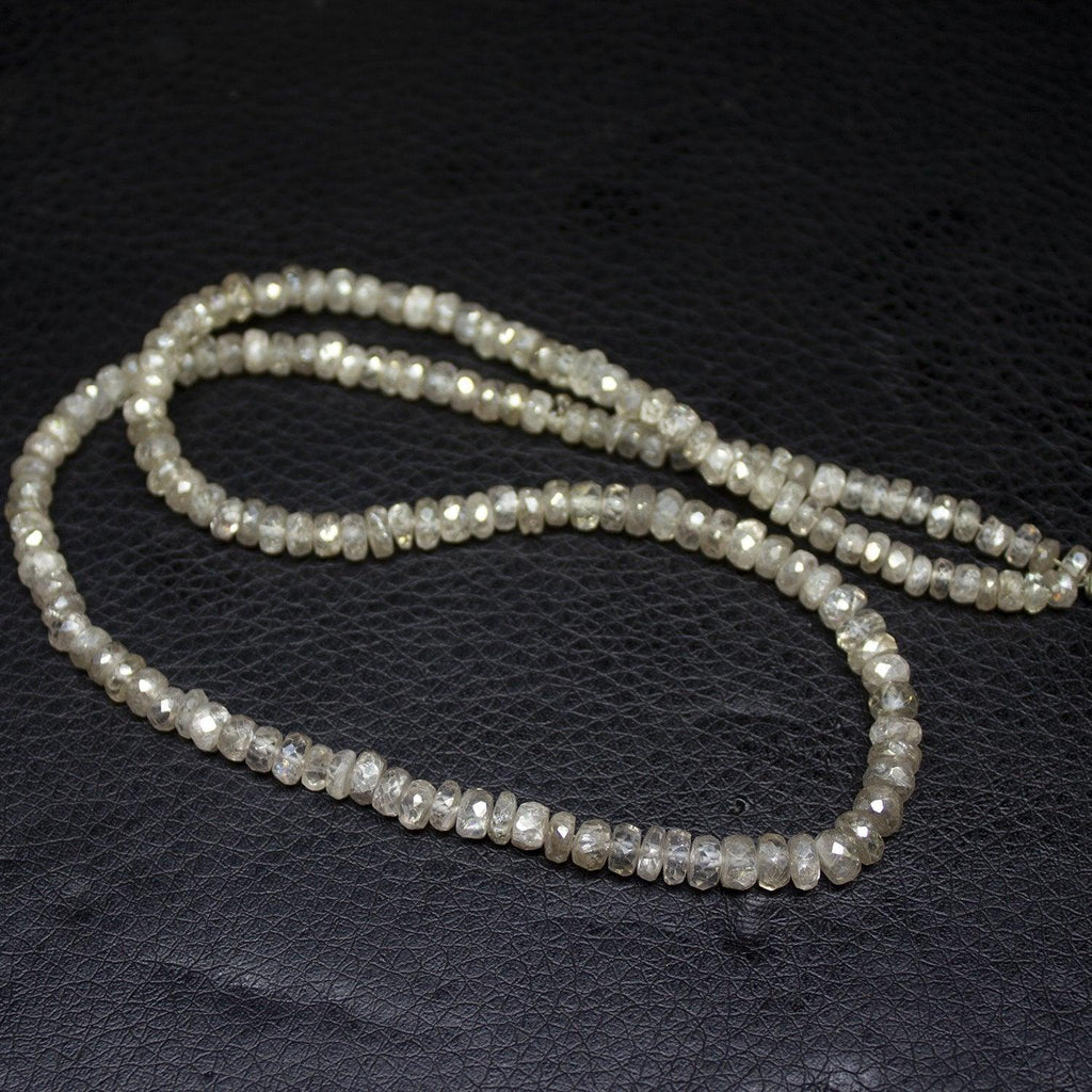 Natural White Zircon Faceted Rondelle Beads 4mm 5.5mm 16inches - Jalvi & Co.