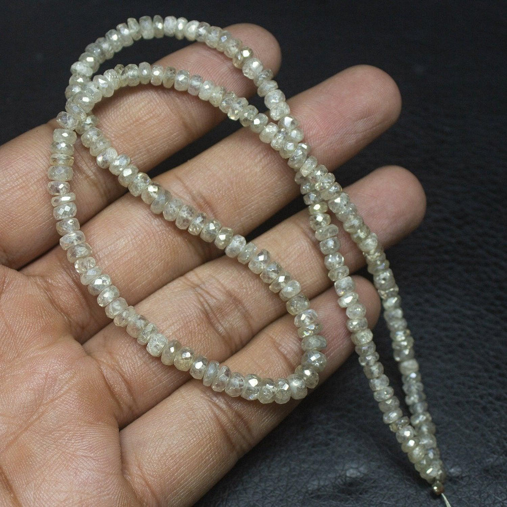 Natural White Zircon Faceted Rondelle Beads 4mm 5.5mm 16inches - Jalvi & Co.