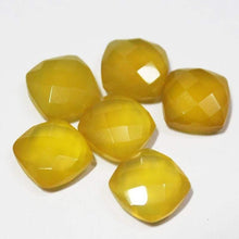 Load image into Gallery viewer, Natural Yellow Chalcedony Faceted Cushion Gemstone Beads Matching Pair 6pc 10mm - Jalvi &amp; Co.