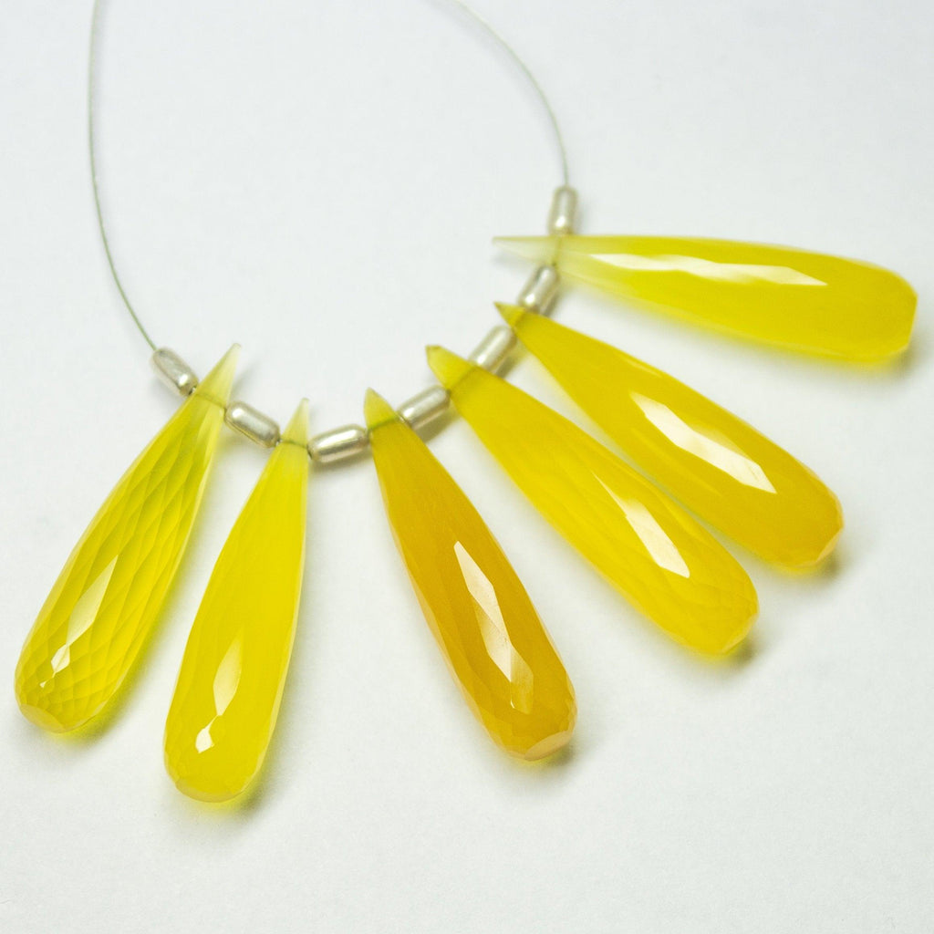 Natural Yellow Chalcedony Faceted Tear Drop Beads 30x7mm 4pc - Jalvi & Co.