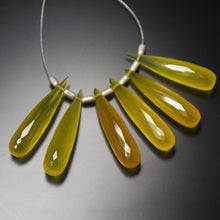 Load image into Gallery viewer, Natural Yellow Chalcedony Faceted Tear Drop Beads 30x7mm 4pc - Jalvi &amp; Co.