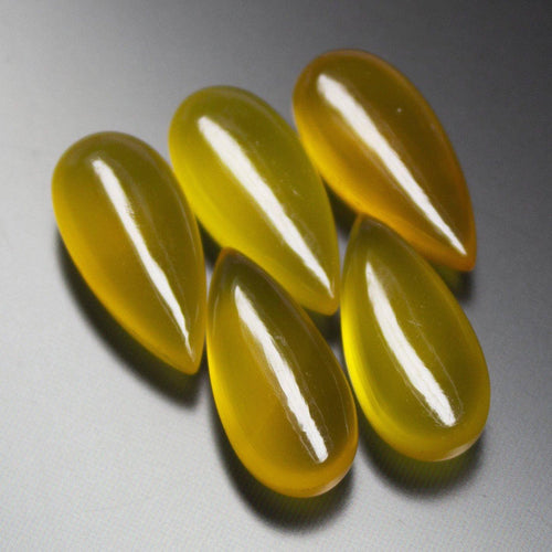 Natural Yellow Chalcedony Smooth Pear Drops Briolette Gemstone Beads 5pc 15x8mm - Jalvi & Co.