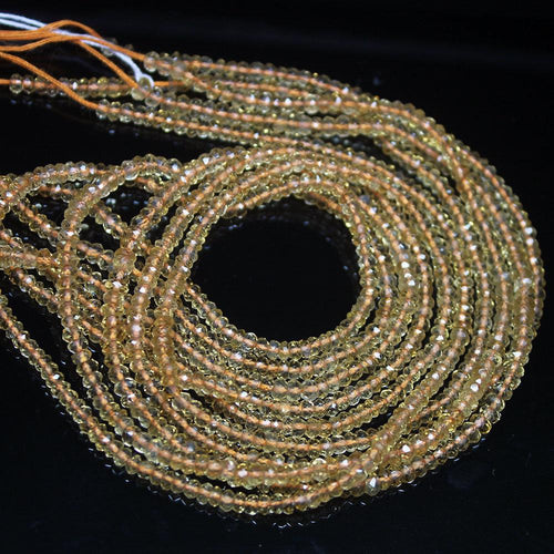 Natural Yellow Citrine Faceted Rondelle Loose Gemstone Beads Strand 13