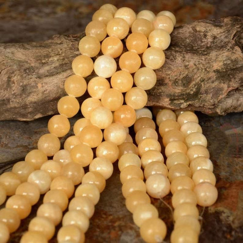 Natural Yellow Jade Smooth Round Beads 6mm 13inches - Jalvi & Co.