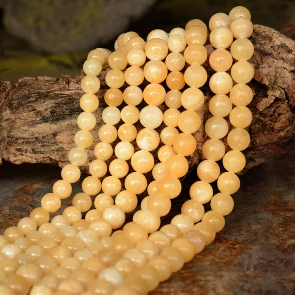 Natural Yellow Jade Smooth Round Beads 6mm 13inches - Jalvi & Co.