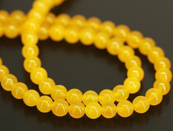 Natural Yellow Jade Smooth Round Gemstone Loose Beads Strand 8mm 15" - Jalvi & Co.