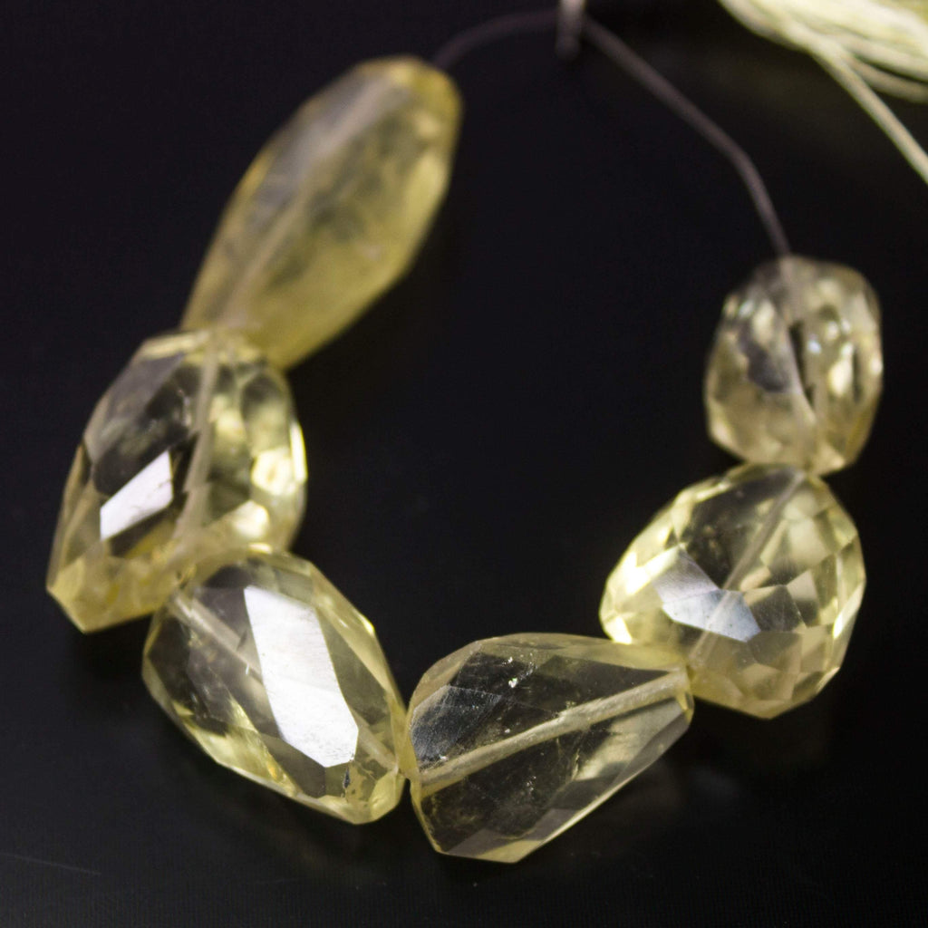 Natural Yellow Lemon Quartz Faceted Nugget Beads 18mm 29mm 6pc - Jalvi & Co.