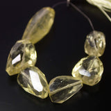 Natural Yellow Lemon Quartz Faceted Nugget Beads 18mm 29mm 6pc