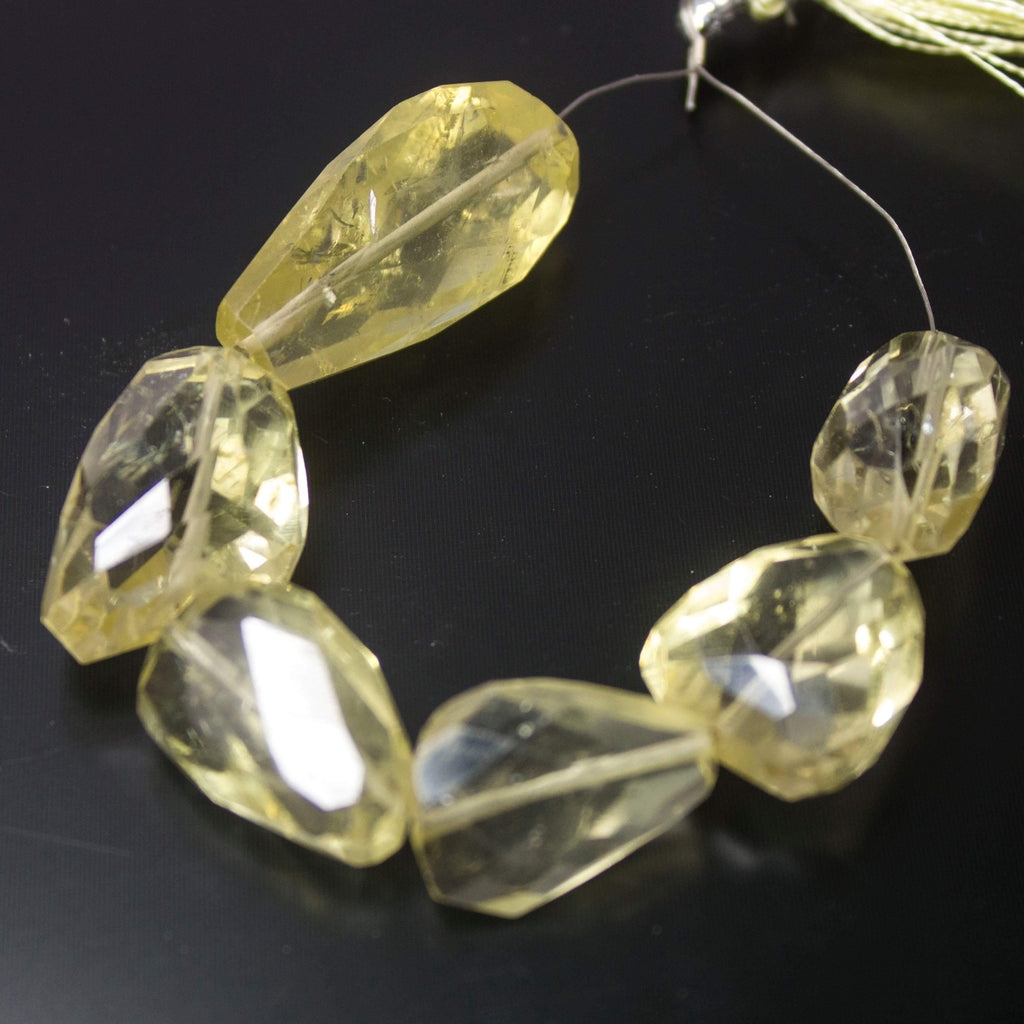 Natural Yellow Lemon Quartz Faceted Nugget Beads 18mm 29mm 6pc - Jalvi & Co.