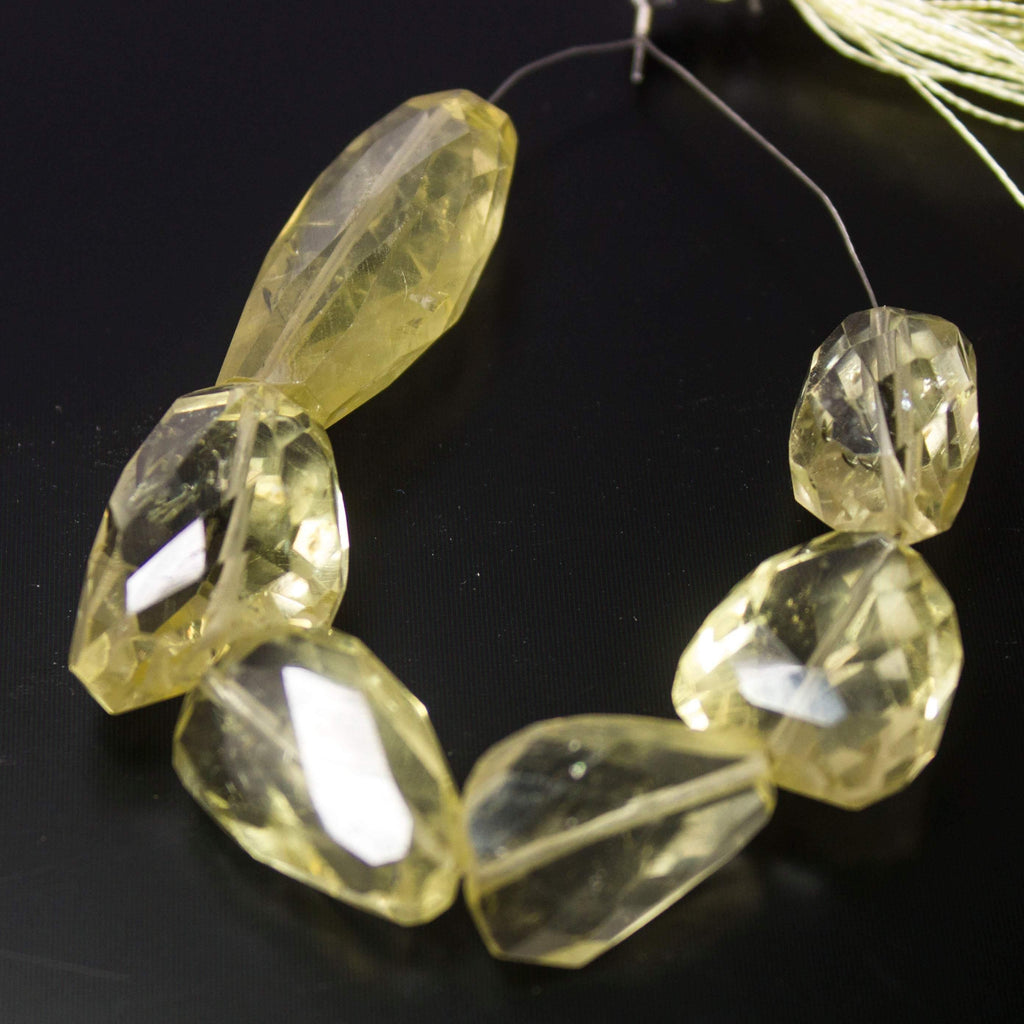 Natural Yellow Lemon Quartz Faceted Nugget Beads 18mm 29mm 6pc - Jalvi & Co.