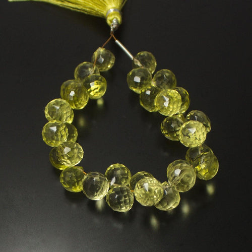 Natural Yellow Lemon Quartz Faceted Onion Beads 8mm 5inches - Jalvi & Co.