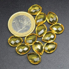 Load image into Gallery viewer, Natural Yellow Lemon Quartz Faceted Pear Drop Briolette Loose Pair Bead 14mm, 8 Pair, 16 pair beads - Jalvi &amp; Co.