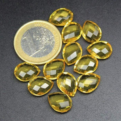 Natural Yellow Lemon Quartz Faceted Pear Drop Briolette Loose Pair Bead 14mm, 8 Pair, 16 pair beads - Jalvi & Co.