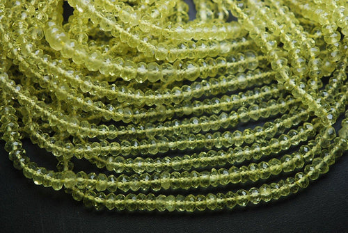 Natural Yellow Lemon Quartz Micro Faceted Rondelle Loose Gemstone Beads 14
