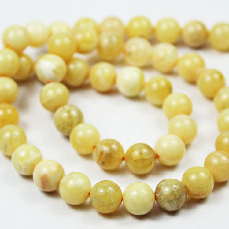 Natural Yellow Opal Smooth Ball Round Loose Gemstone Spacer Craft Beads 14" 10mm - Jalvi & Co.