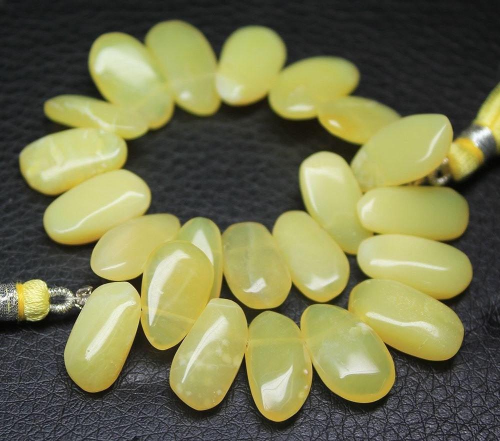 Natural Yellow Opal Smooth Uneven Oval Loose Gemstone Beads Strand 11mm 16mm 4" - Jalvi & Co.