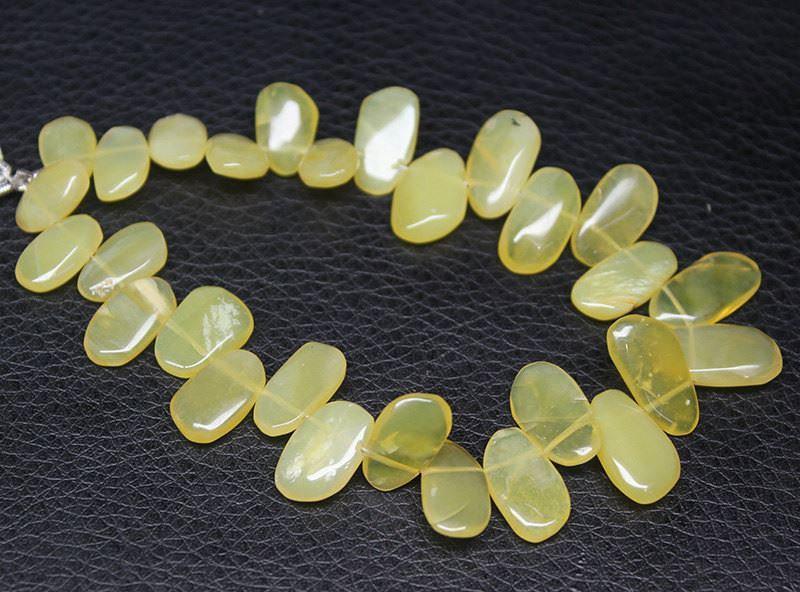 Natural Yellow Opal Smooth Uneven Oval Loose Gemstone Beads Strand 11mm 16mm 4" - Jalvi & Co.