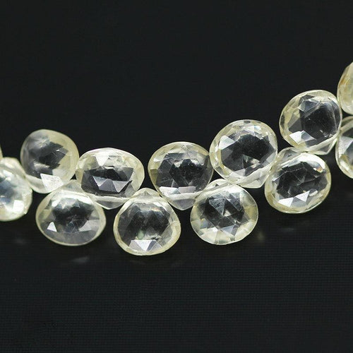 Natural Yellow Scapolite Faceted Heart Drop Beads 5mm 6.5mm 8inches - Jalvi & Co.