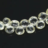 Natural Yellow Scapolite Faceted Heart Drop Beads 5mm 6.5mm 8inches