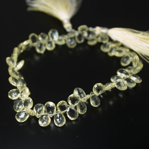 Natural Yellow Scapolite Faceted Pear Drop Beads 8mm 8.5mm 8inches - Jalvi & Co.