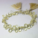 Natural Yellow Scapolite Faceted Pear Drop Beads 9mm 10mm 8inches