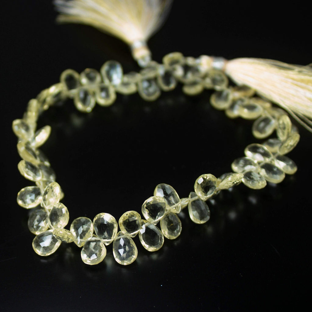 Natural Yellow Scapolite Faceted Pear Drop Beads 9mm 10mm 8inches - Jalvi & Co.