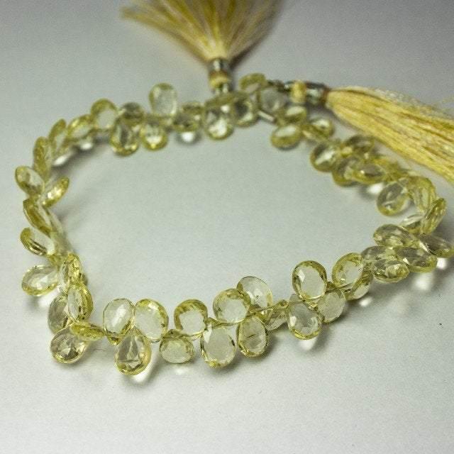 Natural Yellow Scapolite Faceted Pear Drop Beads 9mm 10mm 8inches - Jalvi & Co.