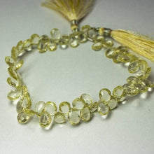 Load image into Gallery viewer, Natural Yellow Scapolite Faceted Pear Drop Beads 9mm 10mm 8inches - Jalvi &amp; Co.