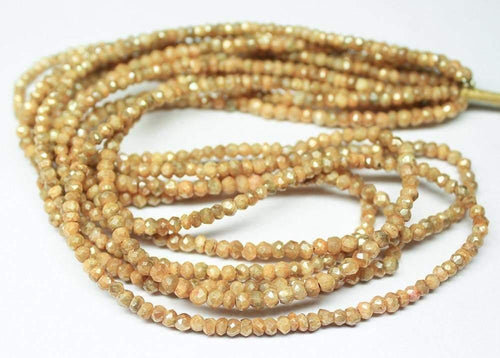 Natural Yellow Silverite Faceted Rondelle Beads 3mm 16inches - Jalvi & Co.