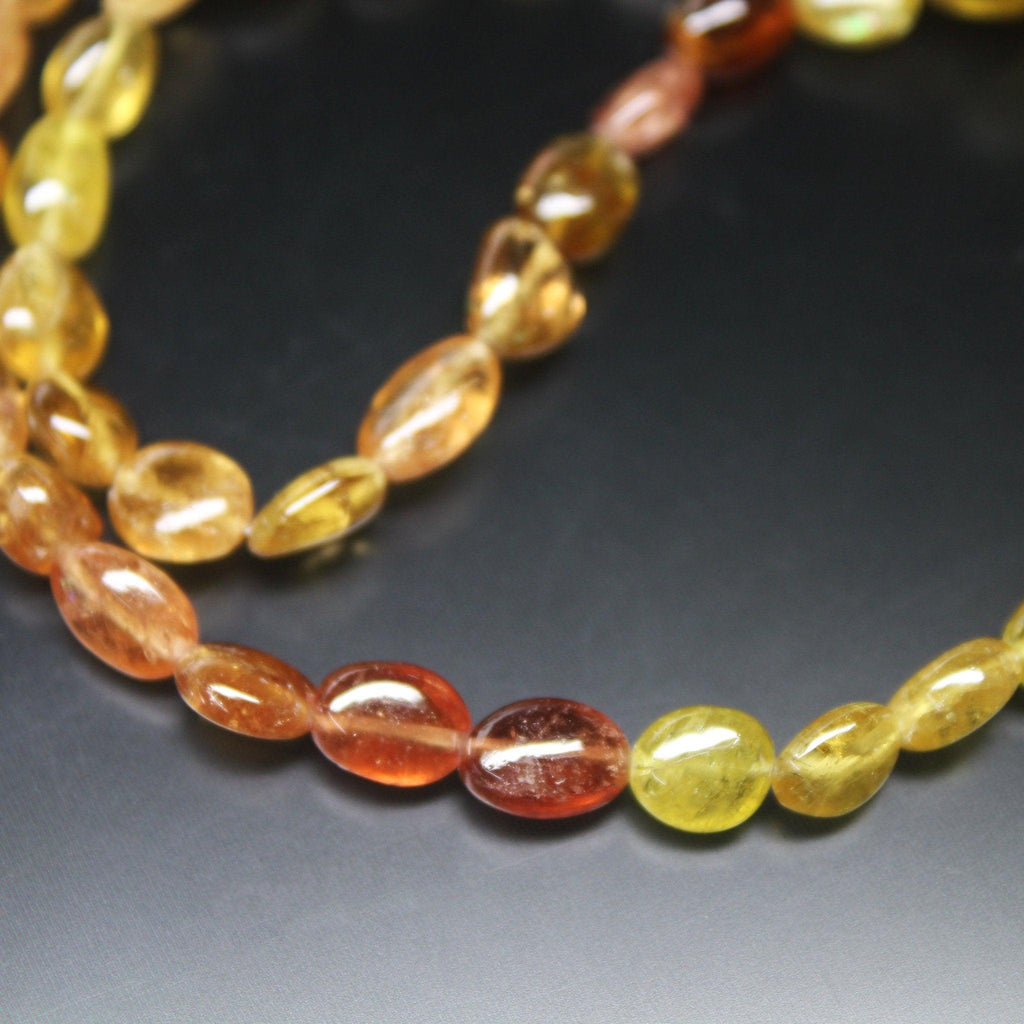 Natural Yellow Tourmaline Smooth Tumble Beads 9mm 10.5mm 15inches - Jalvi & Co.