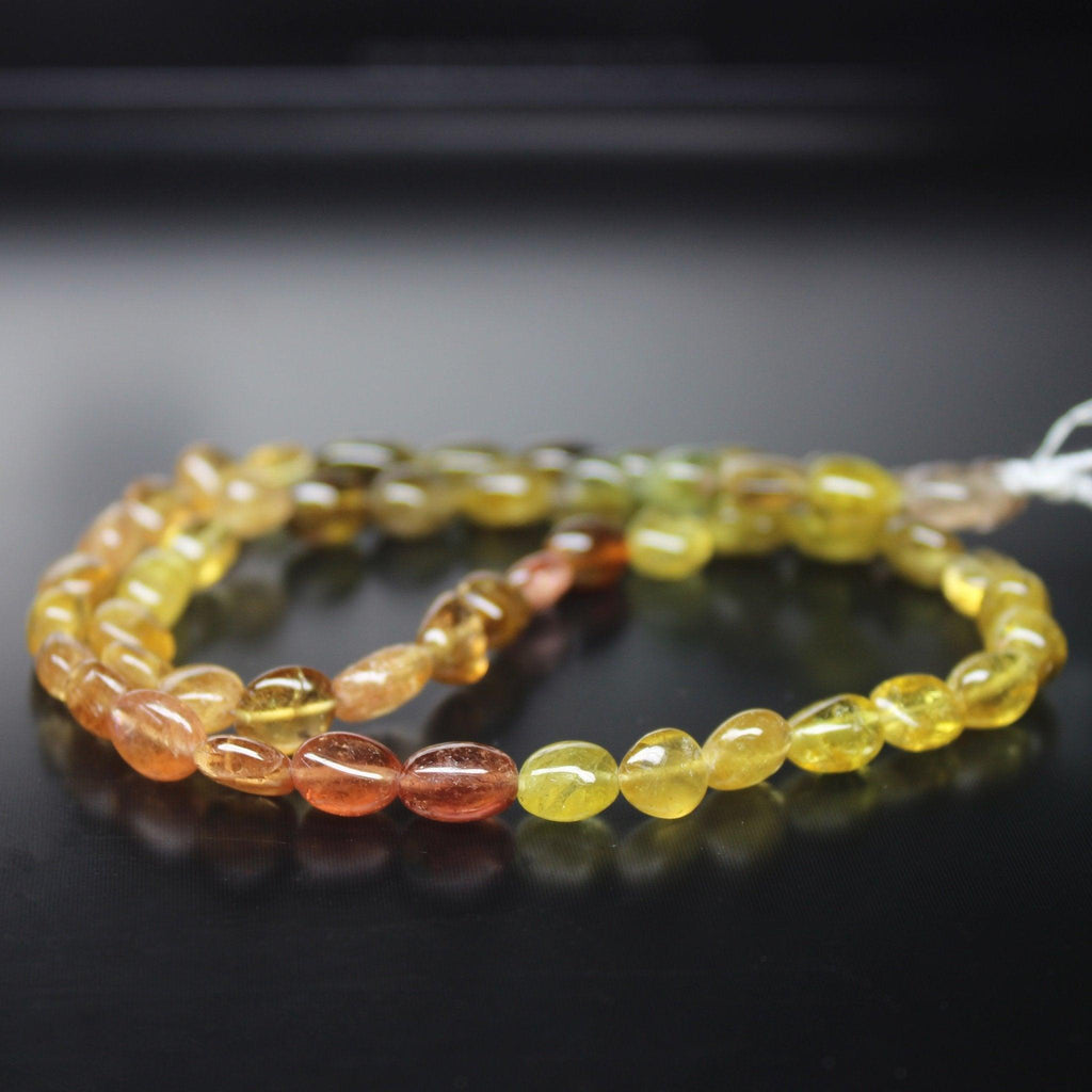 Natural Yellow Tourmaline Smooth Tumble Beads 9mm 10.5mm 15inches - Jalvi & Co.