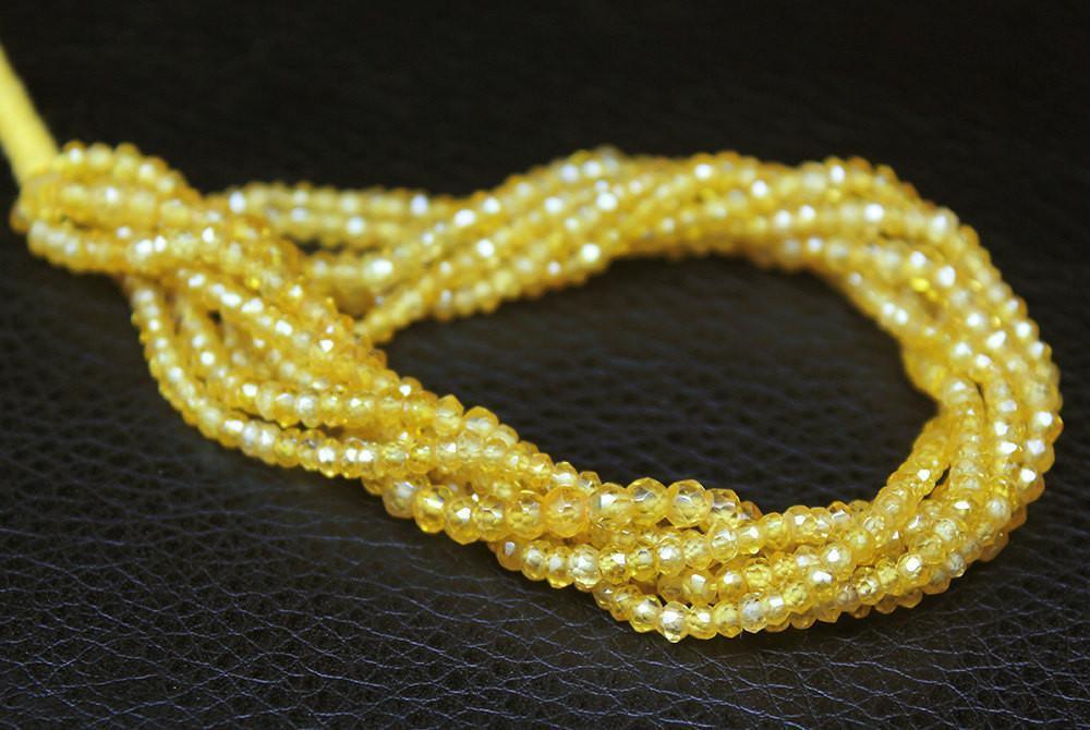 Natural Yellow Zircon Faceted Rondelle Beads 3mm 13inches - Jalvi & Co.