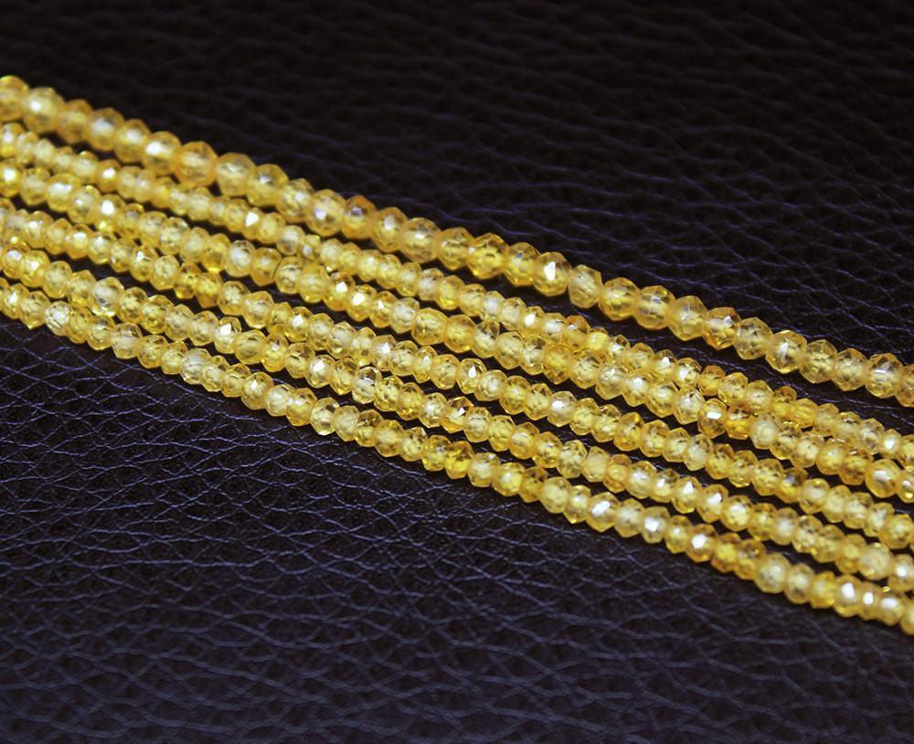 Natural Yellow Zircon Faceted Rondelle Beads 3mm 13inches - Jalvi & Co.