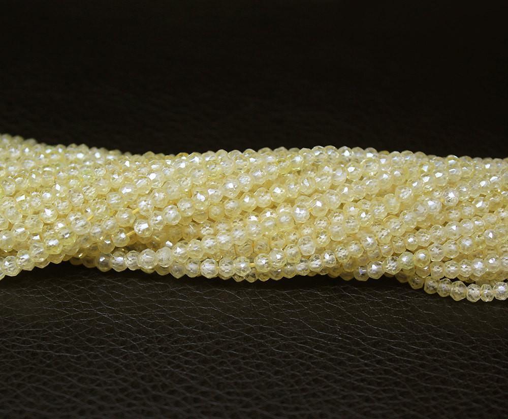 Natural Yellow Zircon Faceted Rondelle Beads 3mm 3.5mm 16inches - Jalvi & Co.