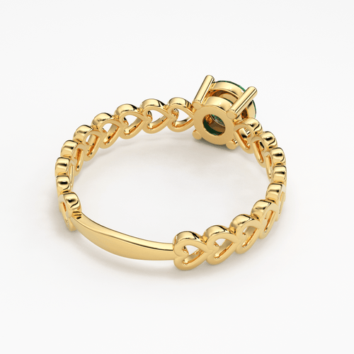 Natural Zambian Emerald, 18k Yellow Solid Gold Heart Love Engagement Band Ring, Emerald Ring, Gemstone Jewelry, Gold Ring - Jalvi & Co.