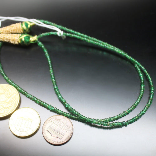Natural Zambian Emerald Smooth Rondelle Loose Gemstone Beads Strand 10
