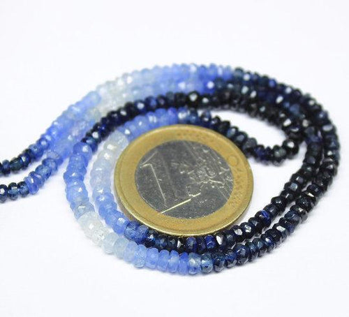 Naturla Shaded Blue Sapphire Faceted Rondelle Loose Gemstone Beads 3mm 16