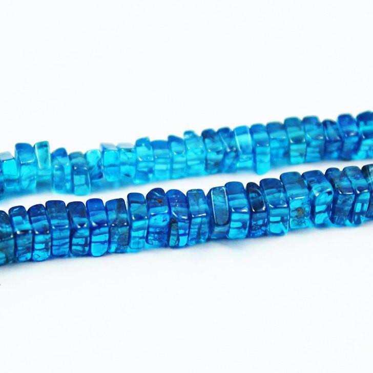 Neon Apatite Smooth Heishi Cube Beads Loose Gemstone Strand 4mm 6mm 16" - Jalvi & Co.