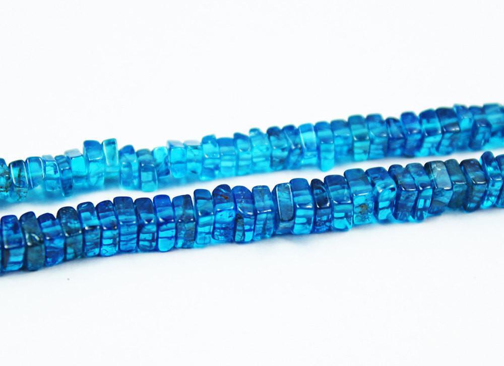 Neon Apatite Smooth Heishi Cube Beads Loose Gemstone Strand 4mm 6mm 16" - Jalvi & Co.