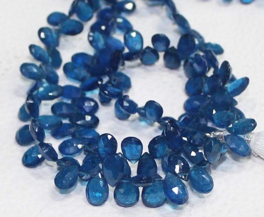 Neon Blue Apatite Faceted Pear Drop Loose Gemstone Beads Strand 8" 7mm 11mm - Jalvi & Co.