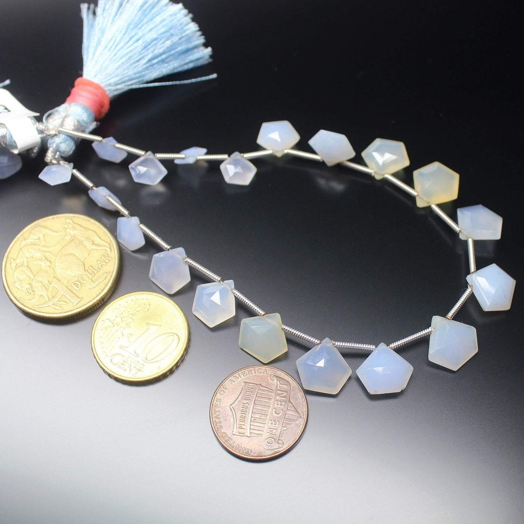 Neon Blue Turk Chalcedony Fancy Drops Gemstone Loose Beads Strand 8" 7mm 12mm - Jalvi & Co.