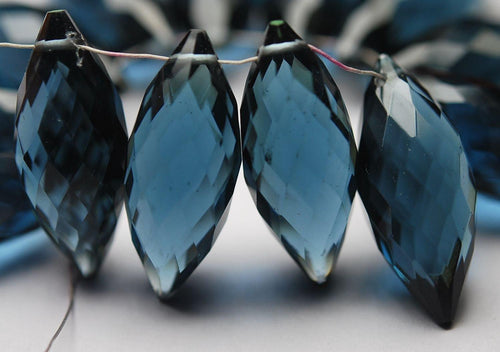 New Arrival, 20 Pcs,Superb-Finest Quality,London Blue Quartz Faceted Dew Drops Shape Briolettes, 18mm Size, - Jalvi & Co.
