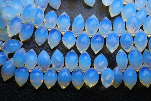 New Arrival, 20 Pcs,Superb-Finest Quality,Opal Blue Quartz Faceted Dew Drops Shape Briolettes, 11-12mm Size, - Jalvi & Co.