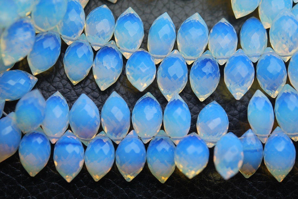 New Arrival, 20 Pcs,Superb-Finest Quality,Opal Blue Quartz Faceted Dew Drops Shape Briolettes, 11-12mm Size, - Jalvi & Co.