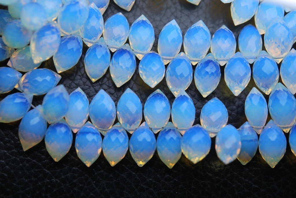 New Arrival, 20 Pcs,Superb-Finest Quality,Opal Blue Quartz Faceted Dew Drops Shape Briolettes, 11-12mm Size, - Jalvi & Co.