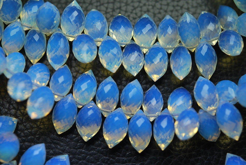 New Arrival, 20 Pcs,Superb-Finest Quality,Opal Blue Quartz Faceted Dew Drops Shape Briolettes, 11-12mm Size, - Jalvi & Co.