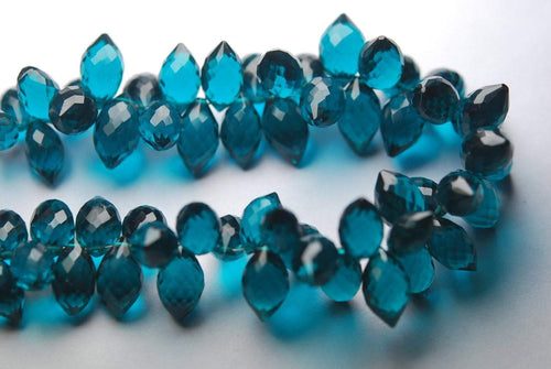 New Arrival, 20 Pcs,Superb-Finest Quality,Paraiba Blue Quartz Faceted Dew Drops Shape Briolettes, 11-12mm Size, - Jalvi & Co.
