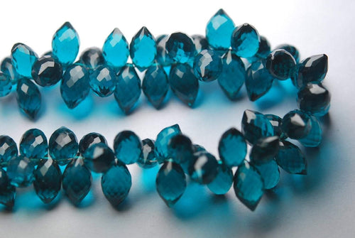 New Arrival, 20 Pcs,Superb-Finest Quality,Paraiba Blue Quartz Faceted Dew Drops Shape Briolettes, 11-12mm Size, - Jalvi & Co.