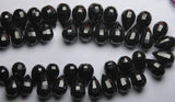 New Arrival, 25 Pcs,Super Finest, Aaa Quality Black Spinel Step Cut Faceted Drops Shape Briolettes, 11-12mm Long,